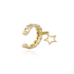 Aro Piercing Plata Revestida Oro 18kt Estrella Encadenada 