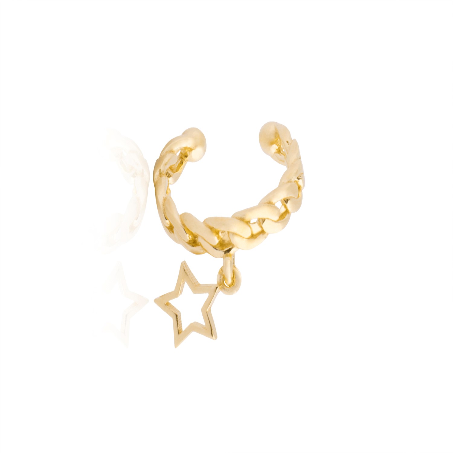Aro Piercing Plata Revestida Oro 18kt Estrella Encadenada  3