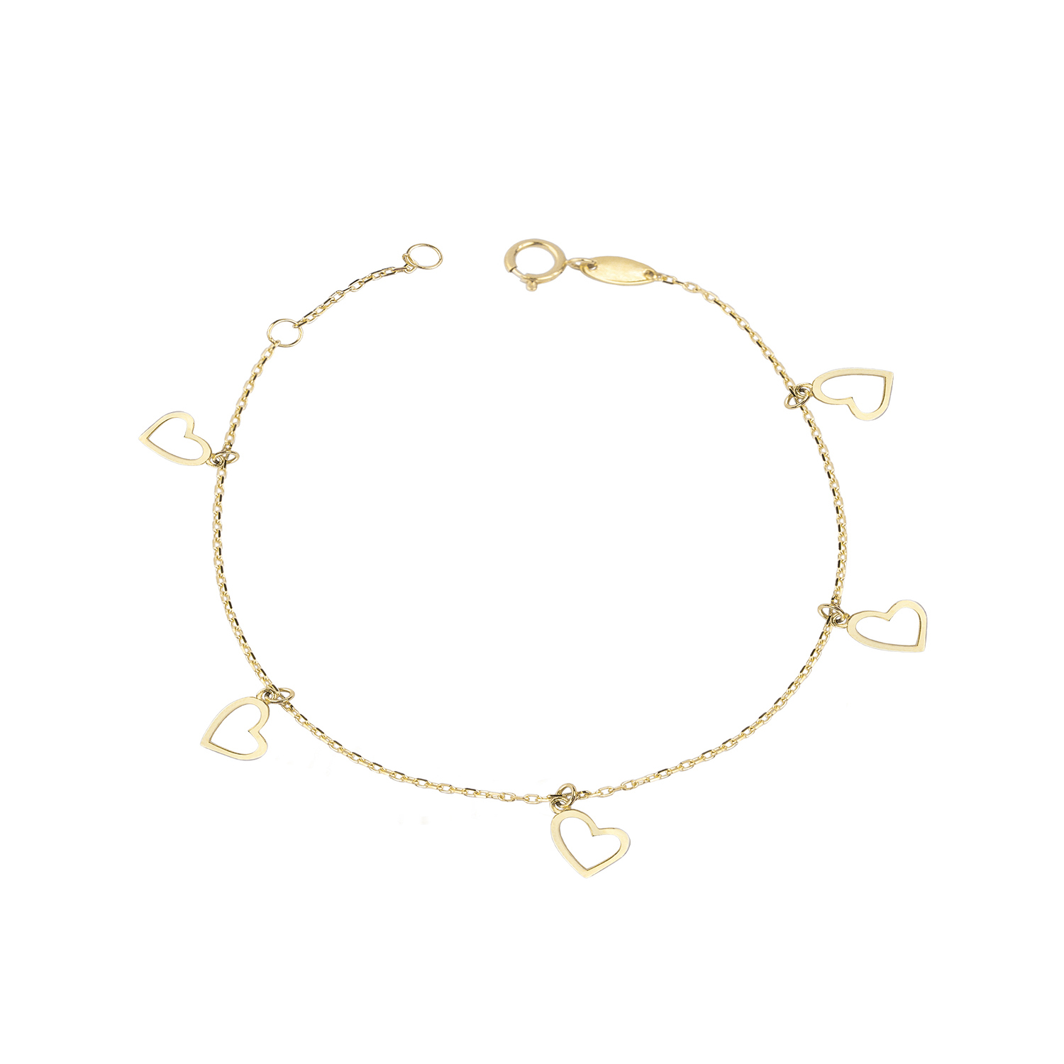 Pulsera Oro Amarillo 18kt Corazones Colgantes 1