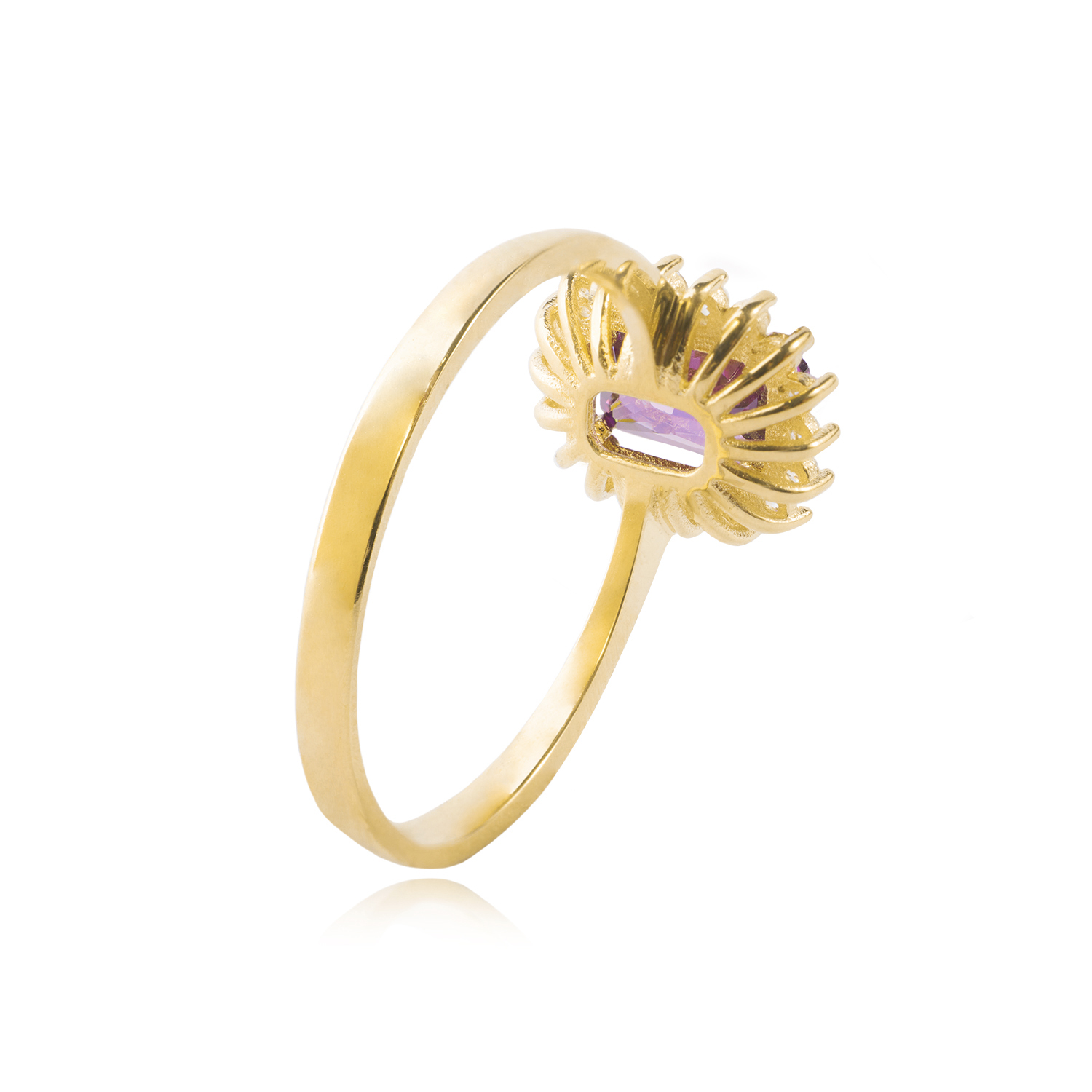 Anillo Compromiso de Oro 18kt Modelo Solitario Cuadrado & Circones 3