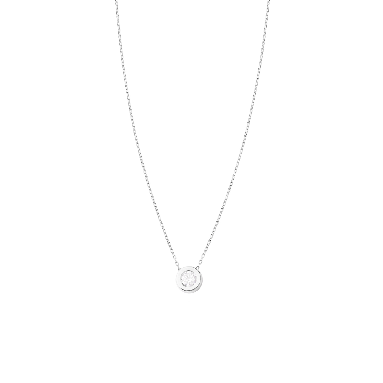 Collar de Oro Blanco 18kt con Diamantes de Punto de Luz 10 Pts Totales Corte Brillante SI/H 1
