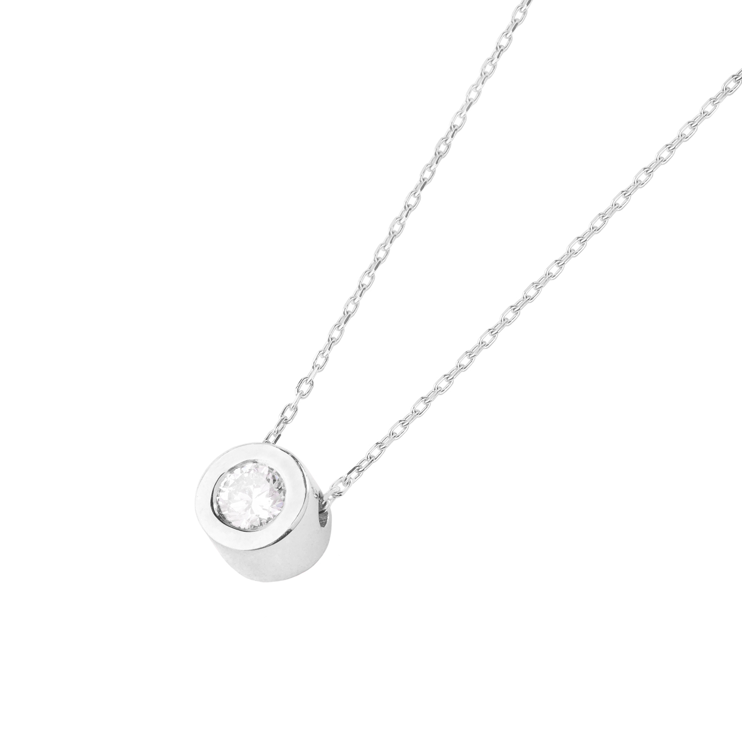 Collar de Oro Blanco 18kt con Diamantes de Punto de Luz 10 Pts Totales Corte Brillante SI/H 3