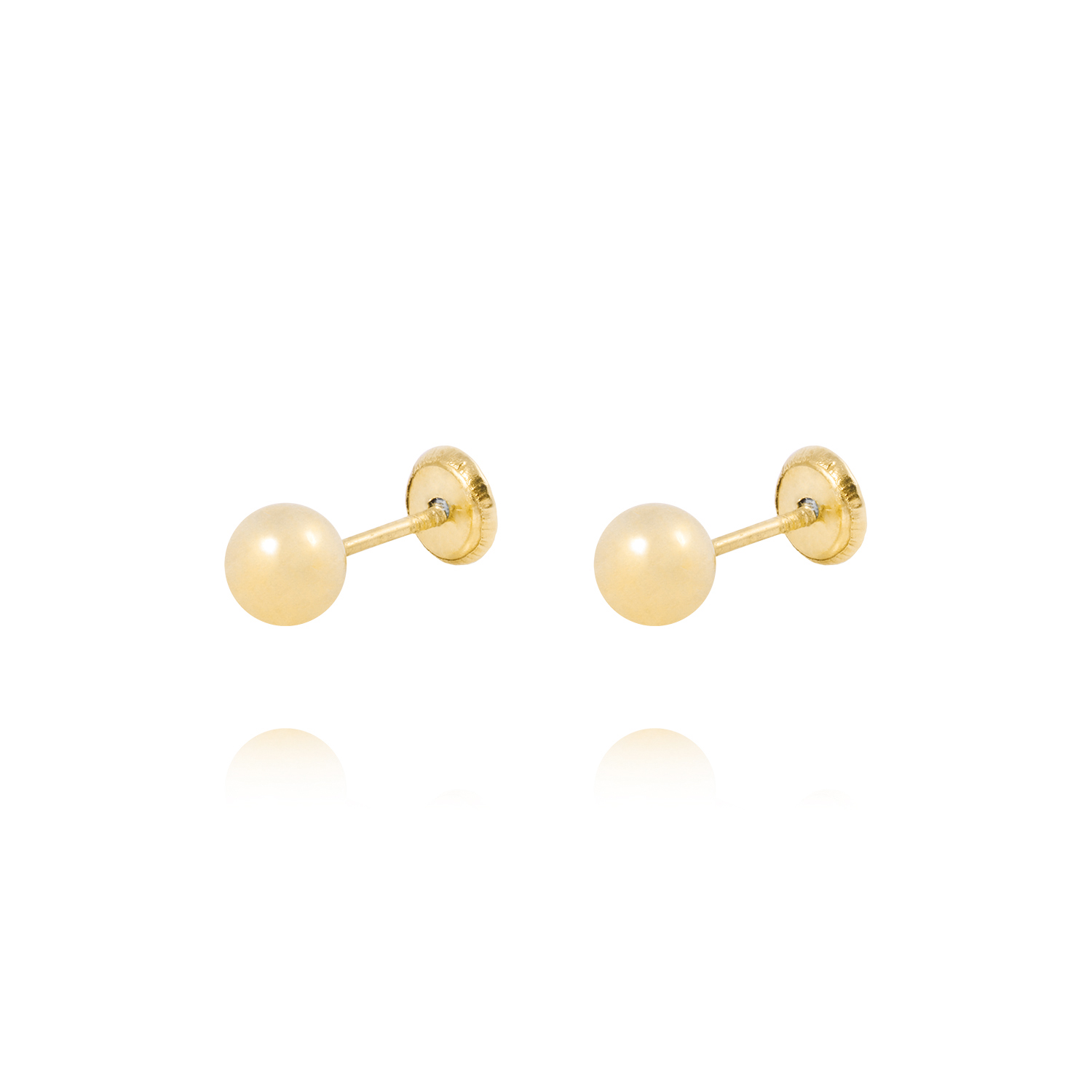 Aros de Oro 18kt bola 5,0mm Tornillo Hilo Tope 1