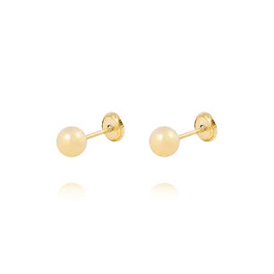 Aros de Oro 18kt bola 5,0mm Tornillo Hilo Tope