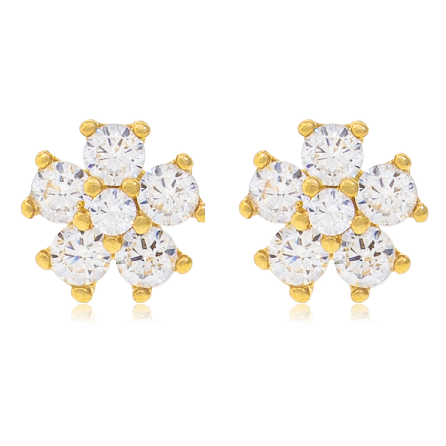 Aros de Oro Amarillo 18kt Flor Cuadrada 1