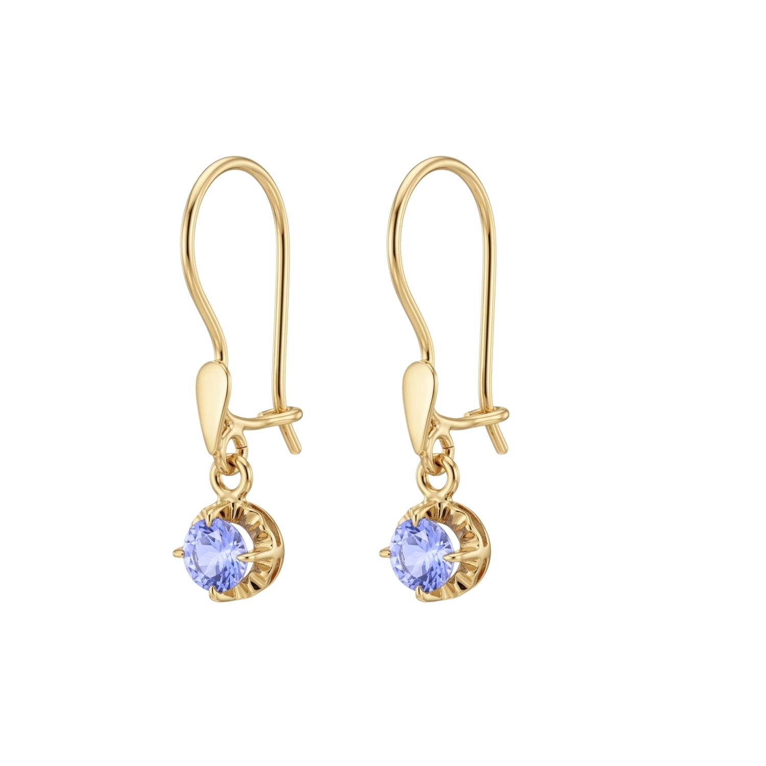 Aros Oro Miel 18kt Colgante con Gota de Aguamarina 5mm 1