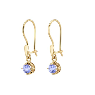 Aros Oro Miel 18kt Colgante con Gota de Aguamarina 5mm