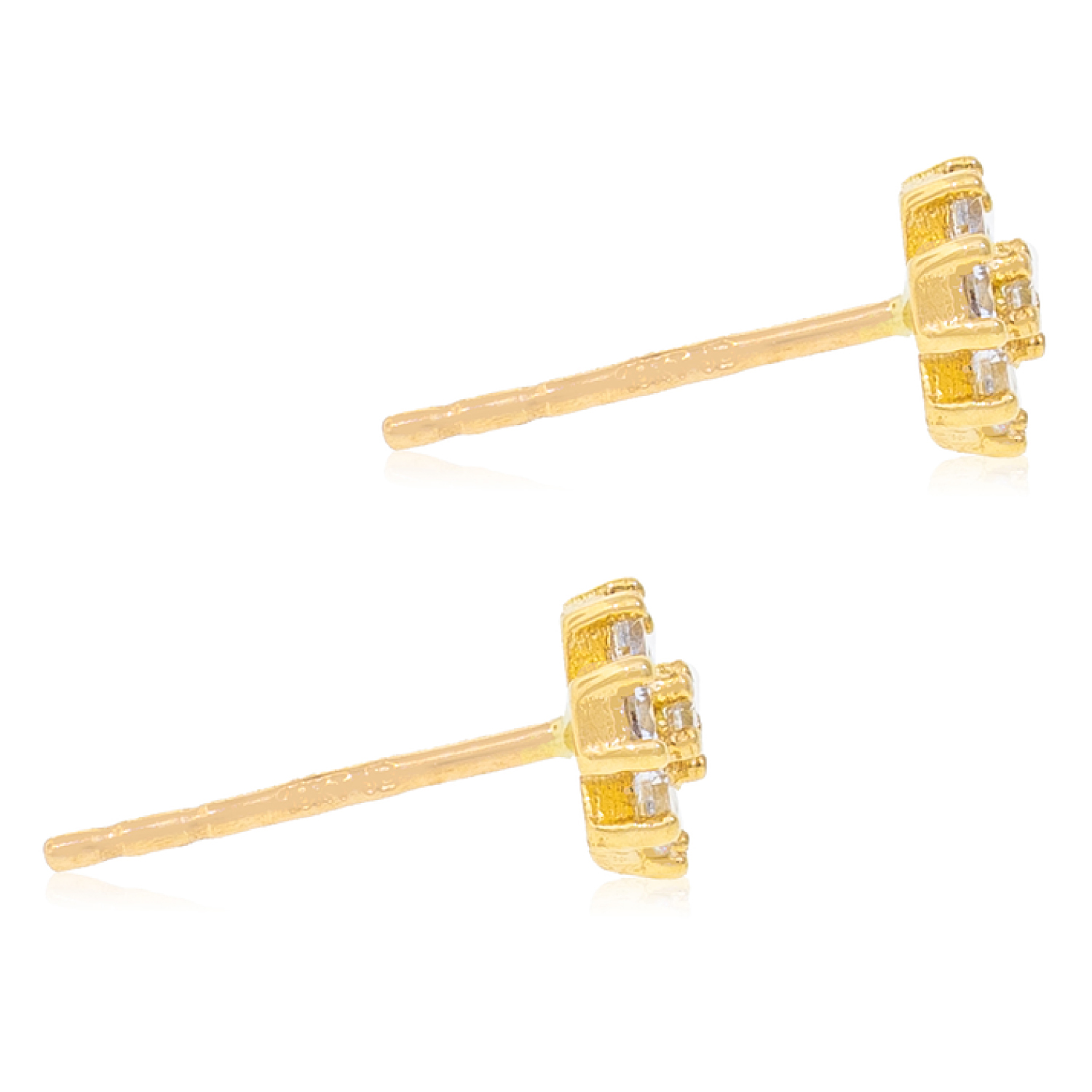 Aros de Oro Amarillo 18kt Flor Cuadrada 2