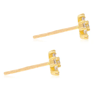Aros de Oro Amarillo 18kt Flor Cuadrada