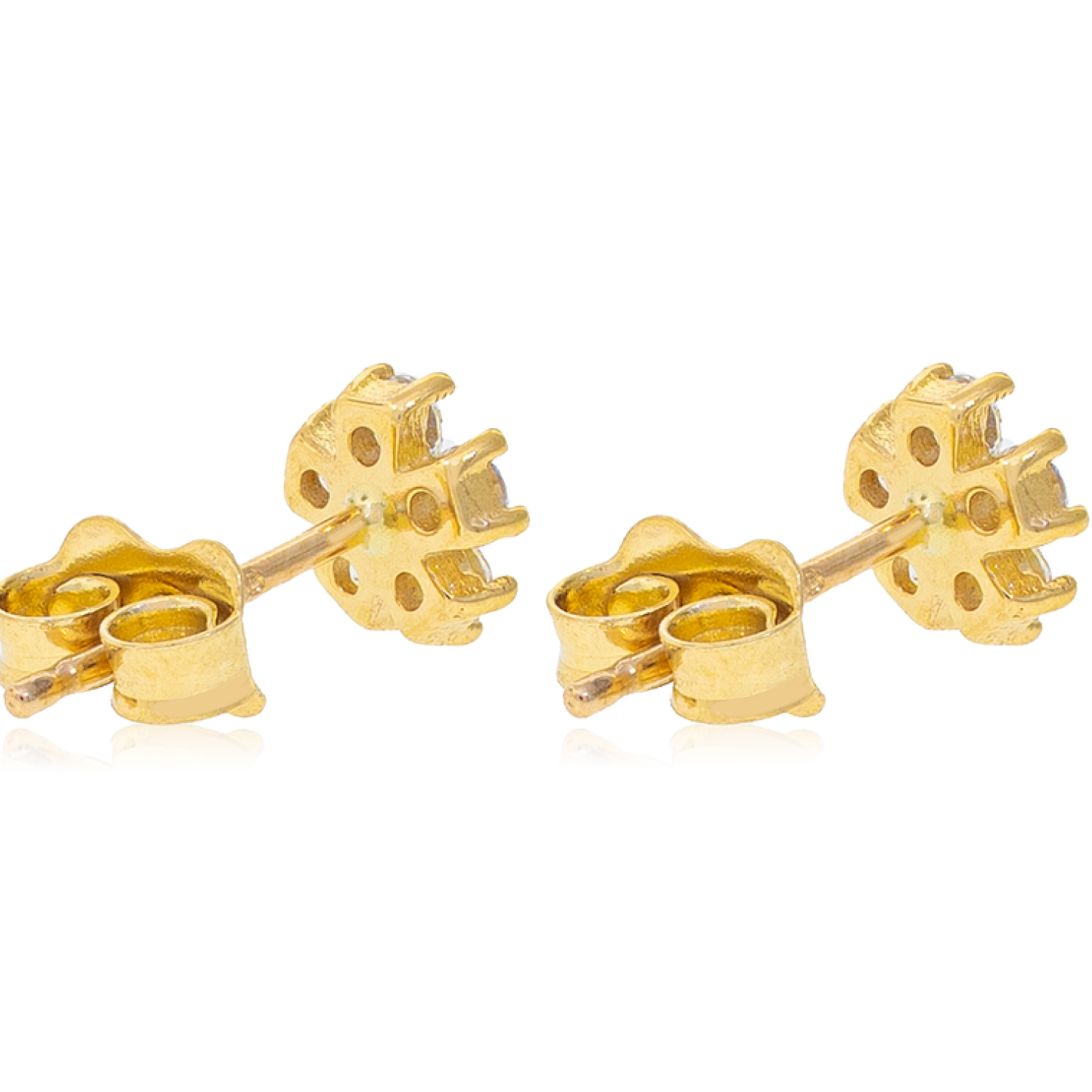 Aros de Oro Amarillo 18kt Flor Cuadrada 3