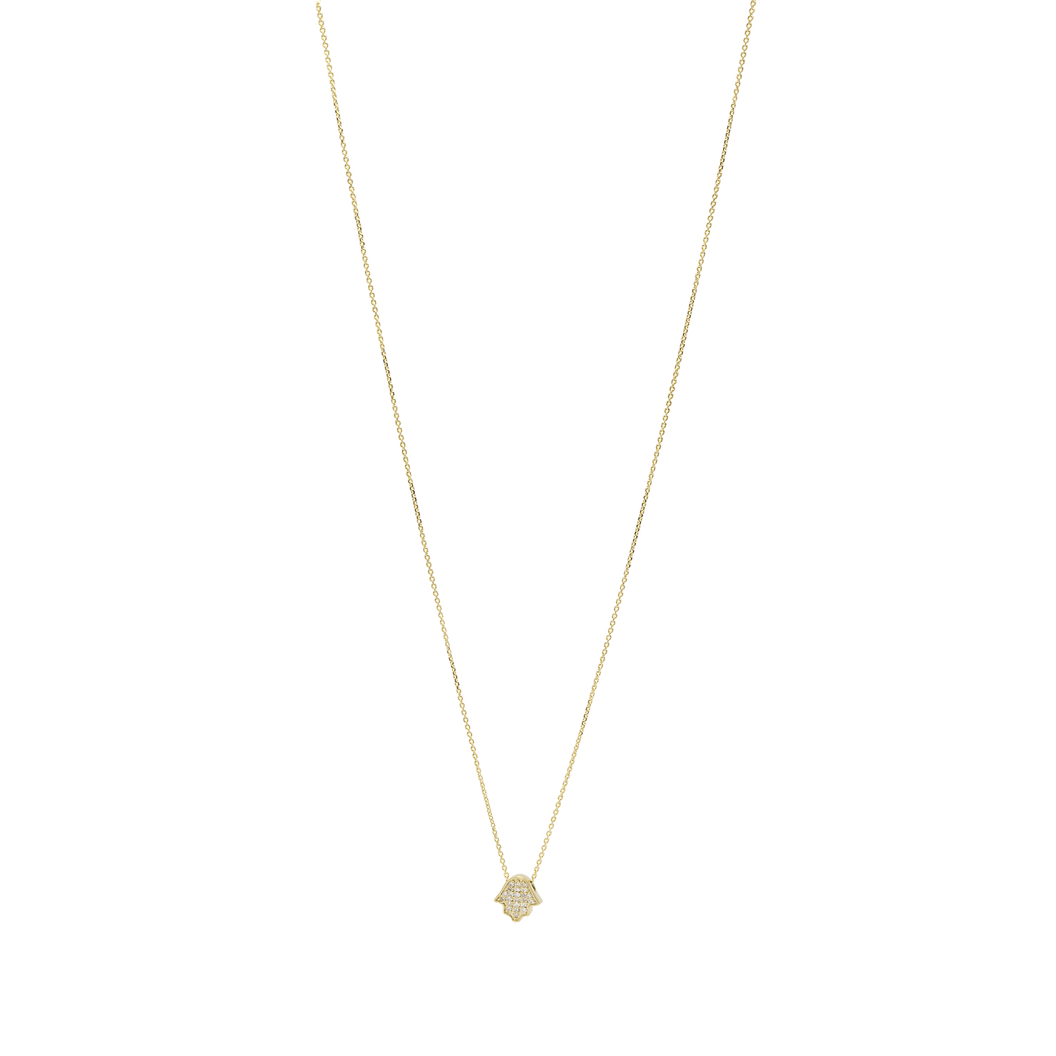 Collar Oro Amarillo 18kt Diamantes de 5 Pts Mano de Fátima 3