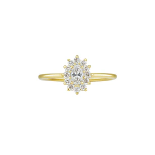 Anillo Oro Amarillo 14kt Circonita Oval