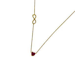 Collar Oro Amarillo Rubí Corazón