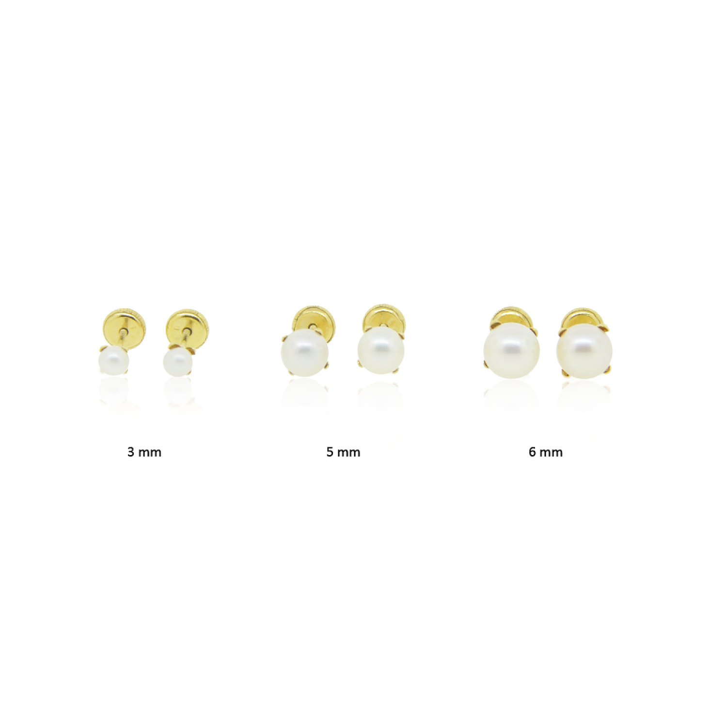 Aros de Oro 18kt Perla Cultivada 4 Grifas 5,0mm 3