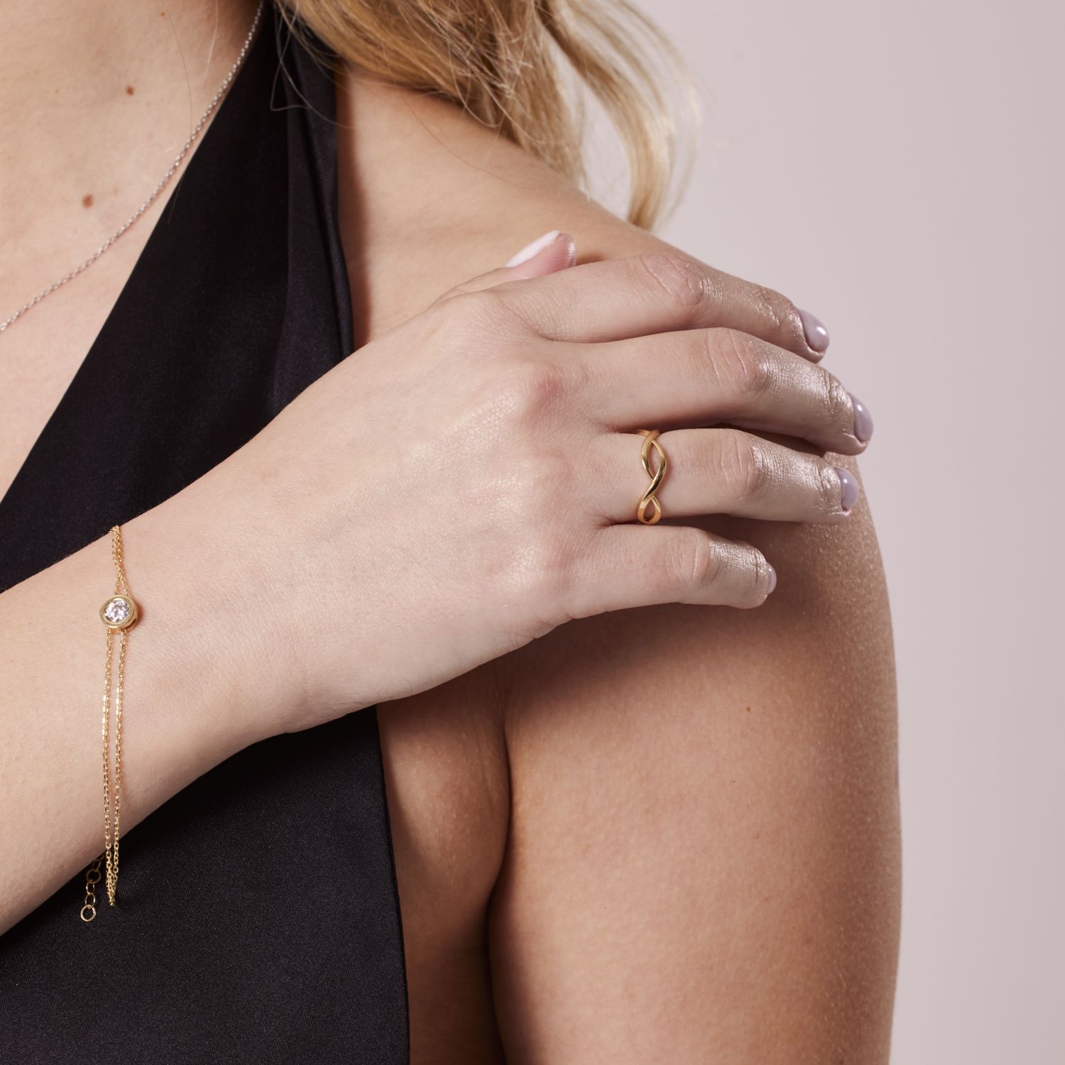 Anillo de Oro 18kt Doble Infinito Liso 4