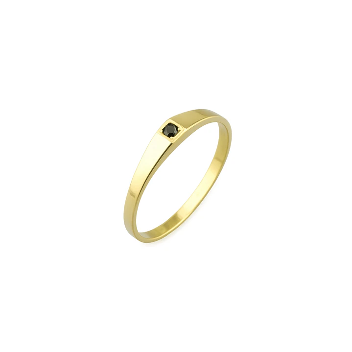 Anillo Oro 18kt Platino Minimalista Plano Circonita 1