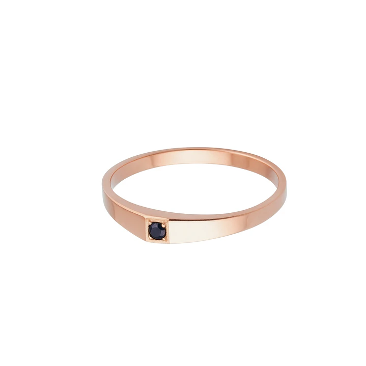 Anillo Oro 18kt Platino Minimalista Plano Circonita 6