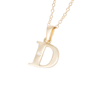 Collar de Oro de 18kt Circonitas letra D