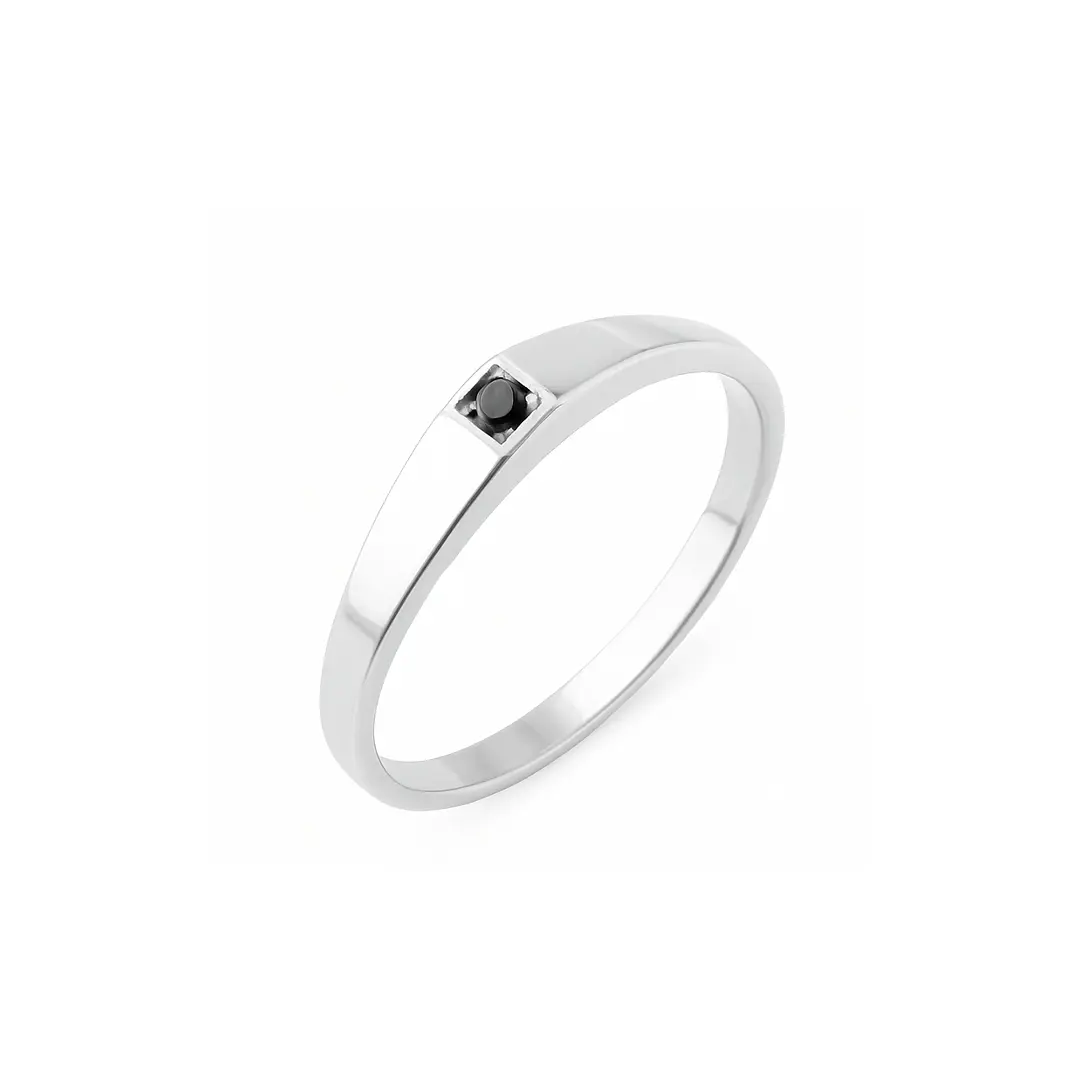 Anillo Oro 18kt Platino Minimalista Plano Circonita 7