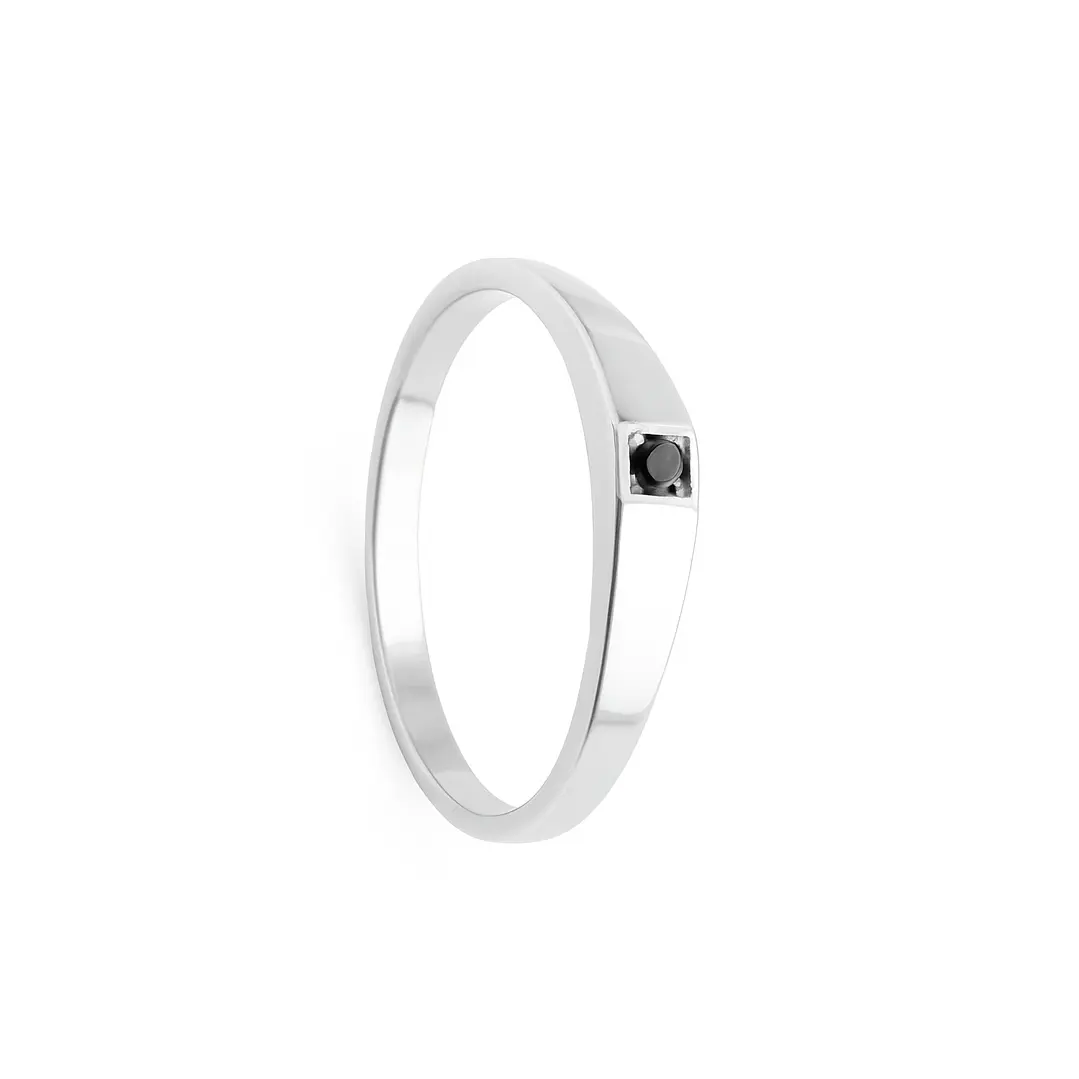 Anillo Oro 18kt Platino Minimalista Plano Circonita 8