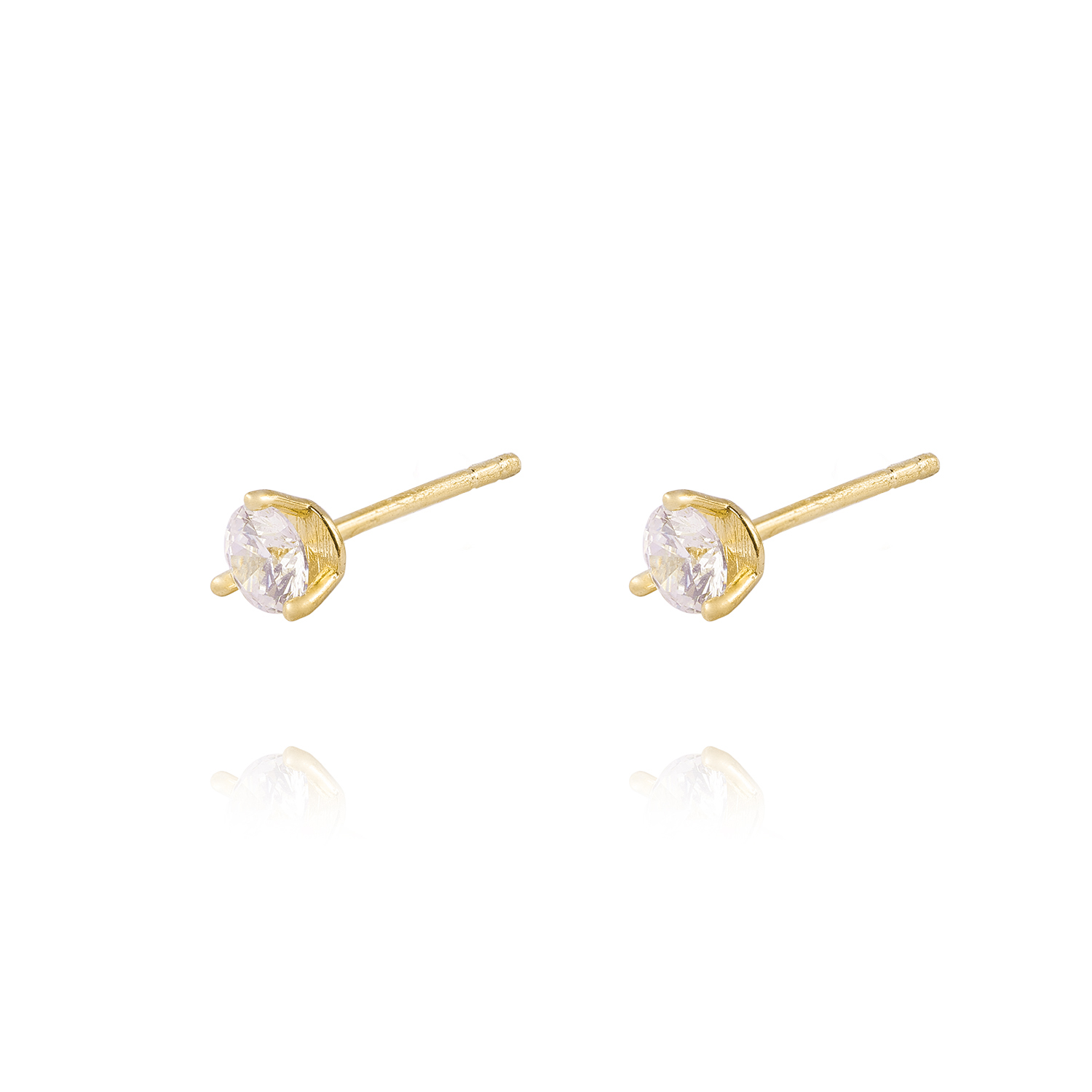 Aros de Oro 18kt Circon 4mm Tres Grifas 2