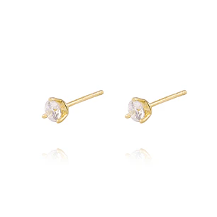 Aros de Oro 18kt Circon 4mm Tres Grifas