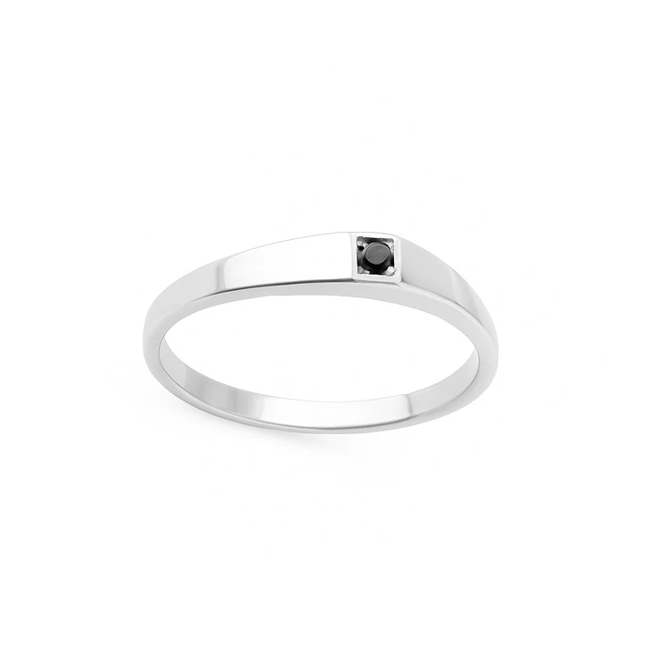 Anillo Oro 18kt Platino Minimalista Plano Circonita 9