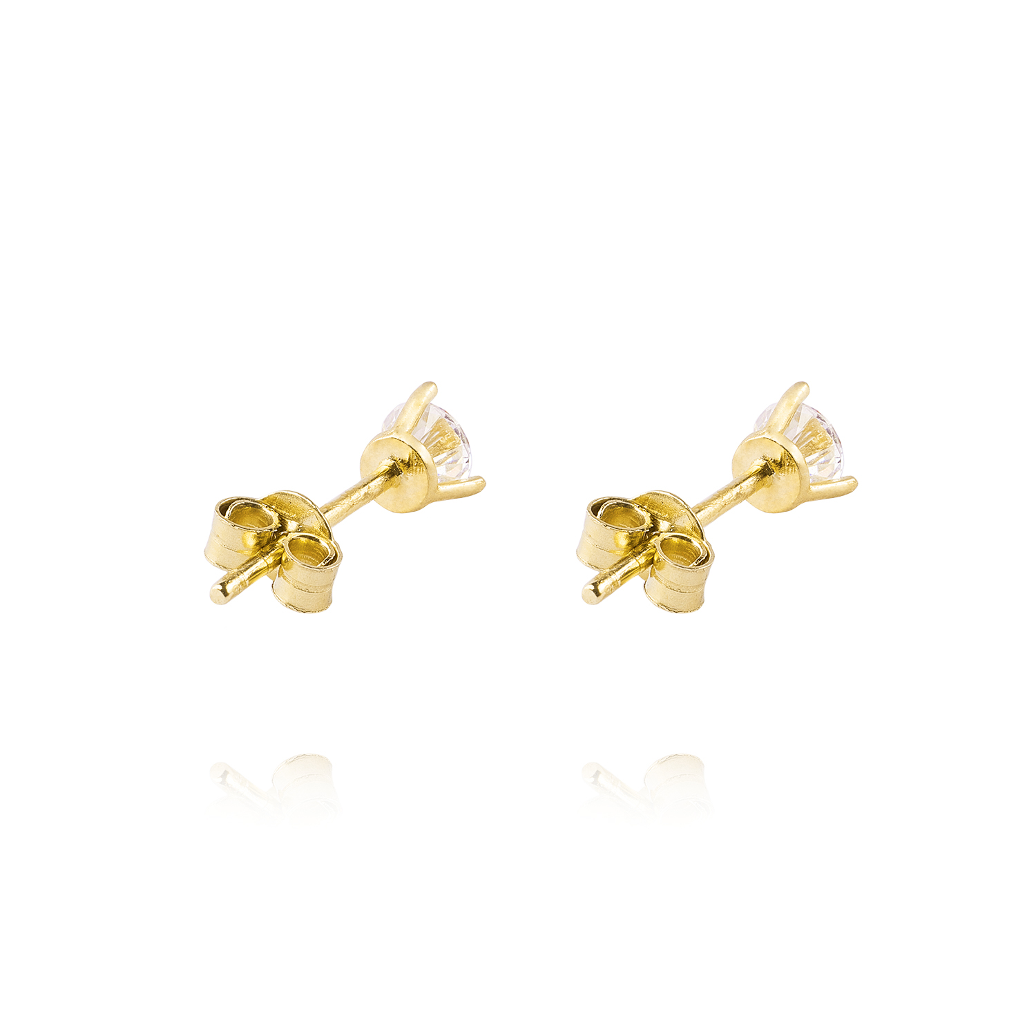 Aros de Oro 18kt Circon 4mm Tres Grifas 3