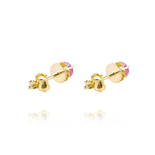 Aros de Oro 18kt Chatón de Rosa de Francia Circonita 5mm