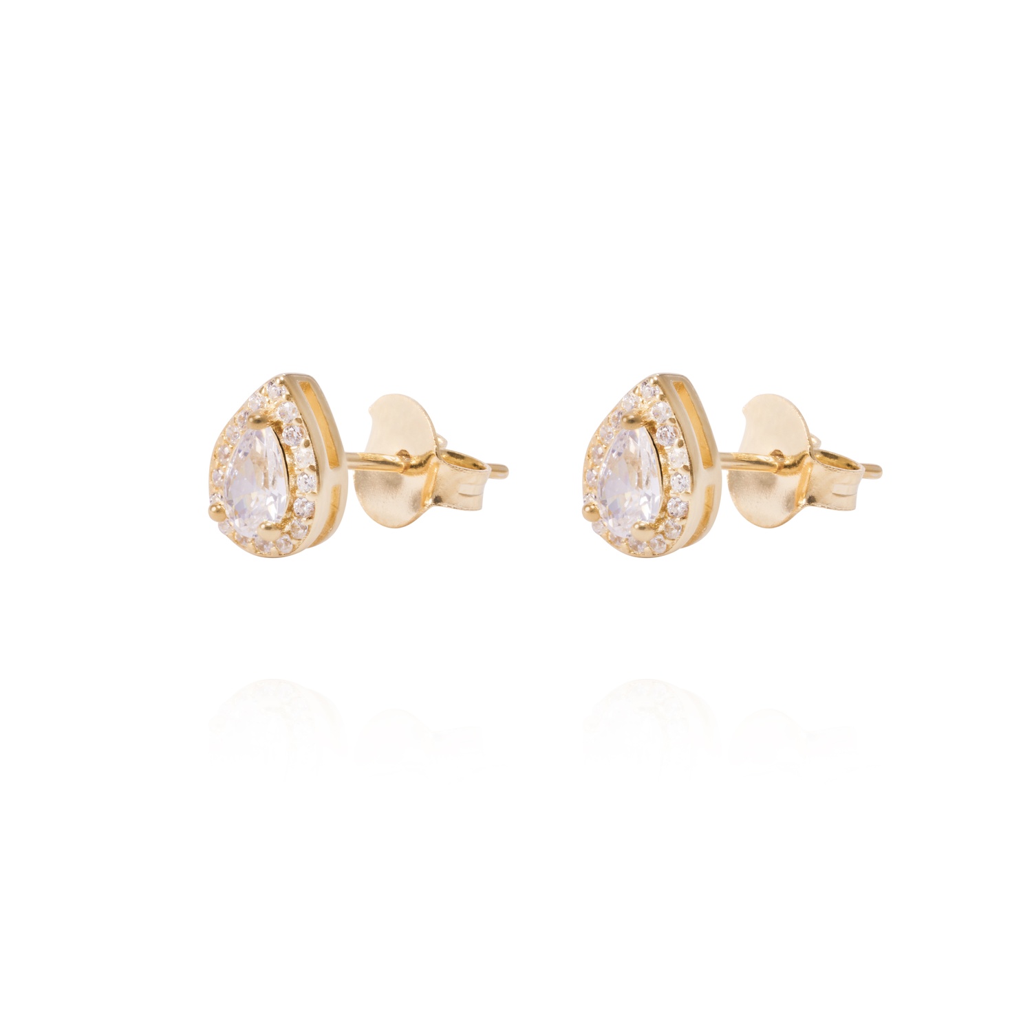 Aros Revestido en Oro 18kt Gota de Agua con Circonita 1