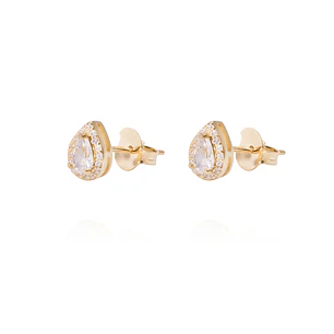 Aros Revestido en Oro 18kt Gota de Agua con Circonita