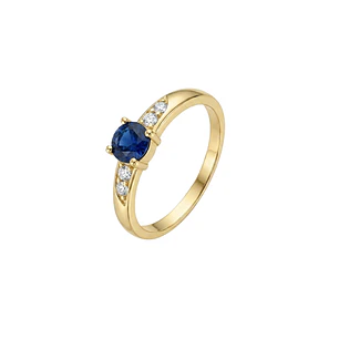 Anillo Oro Miel 18kt Eclipse con Zafiro y Circonitas