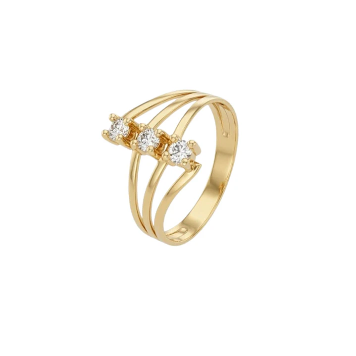 Anillo Oro Miel 18kt Solitario Esbelto 1