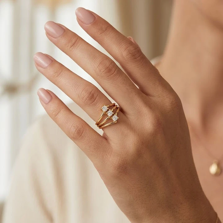 Anillo Oro Miel 18kt Solitario Esbelto 4