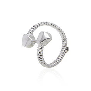 Anillo de Plata Esterlina 925 Abierto Doble Corazon