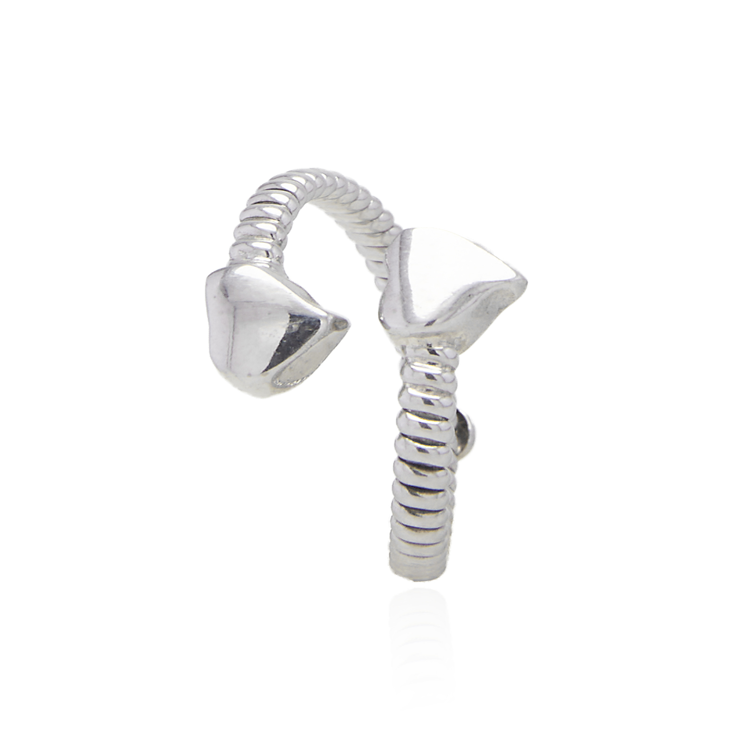 Anillo de Plata Esterlina 925 Abierto Doble Corazon 2