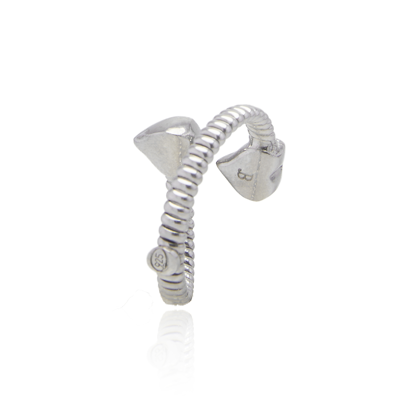 Anillo de Plata Esterlina 925 Abierto Doble Corazon 3
