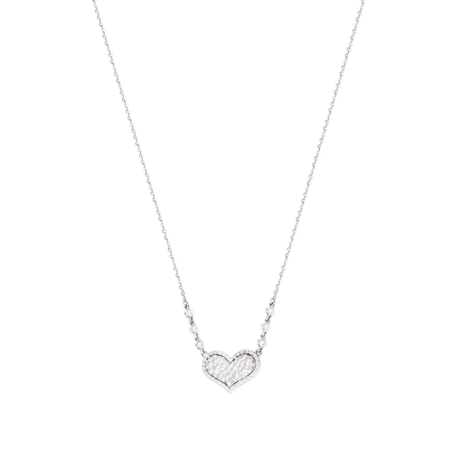 Collar Oro Blanco 18kt Corazón y Diamantes 27 Pts 3