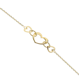 Pulsera de Oro 18kt Triple Corazon