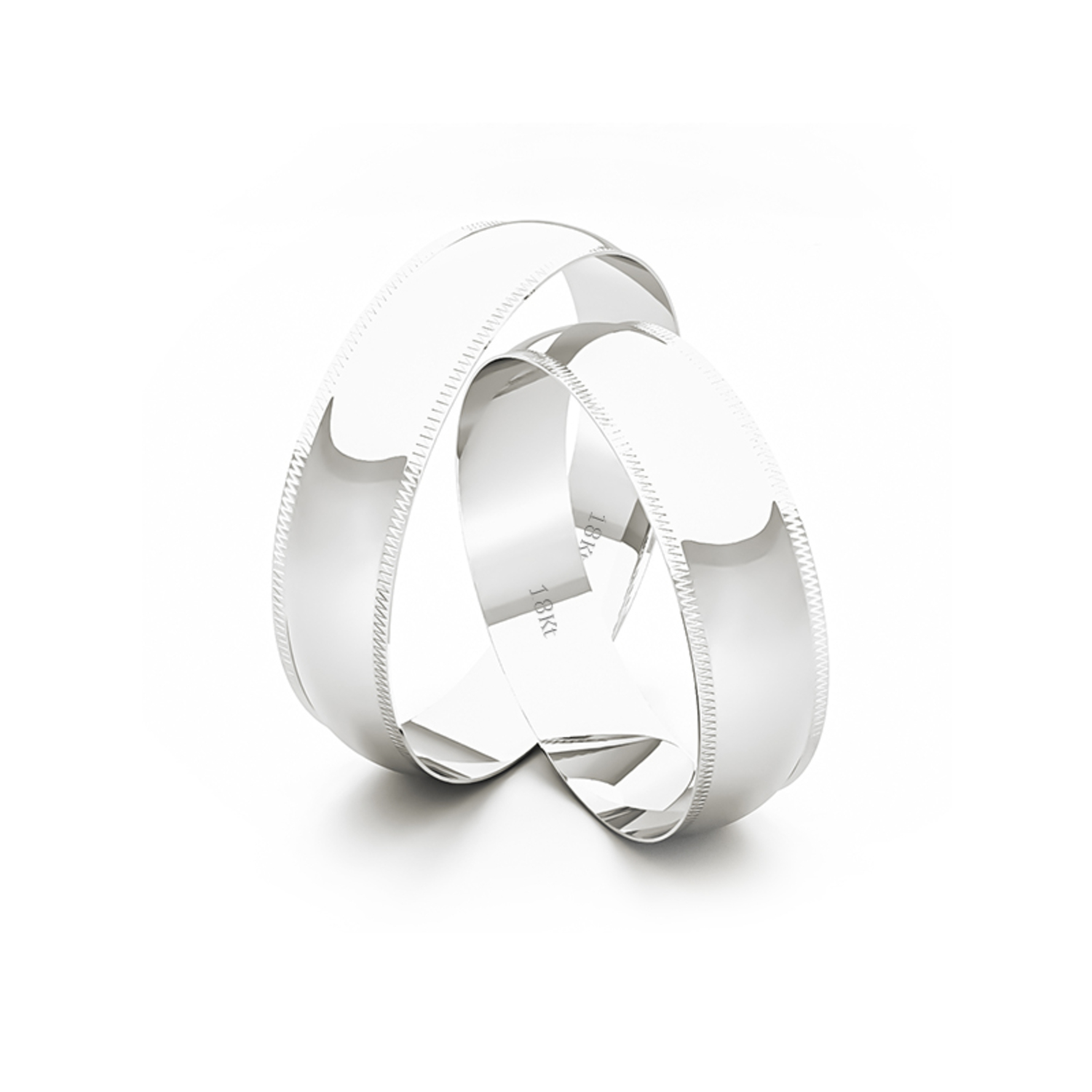 Par Argollas Matrimonio de Oro Blanco 18kt Alejandrina de 5,0mm 2