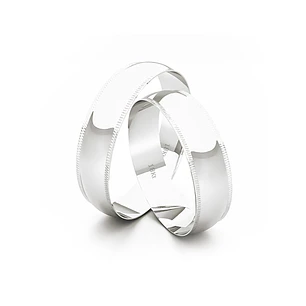 Par Argollas Matrimonio de Oro Blanco 18kt Alejandrina de 5,0mm