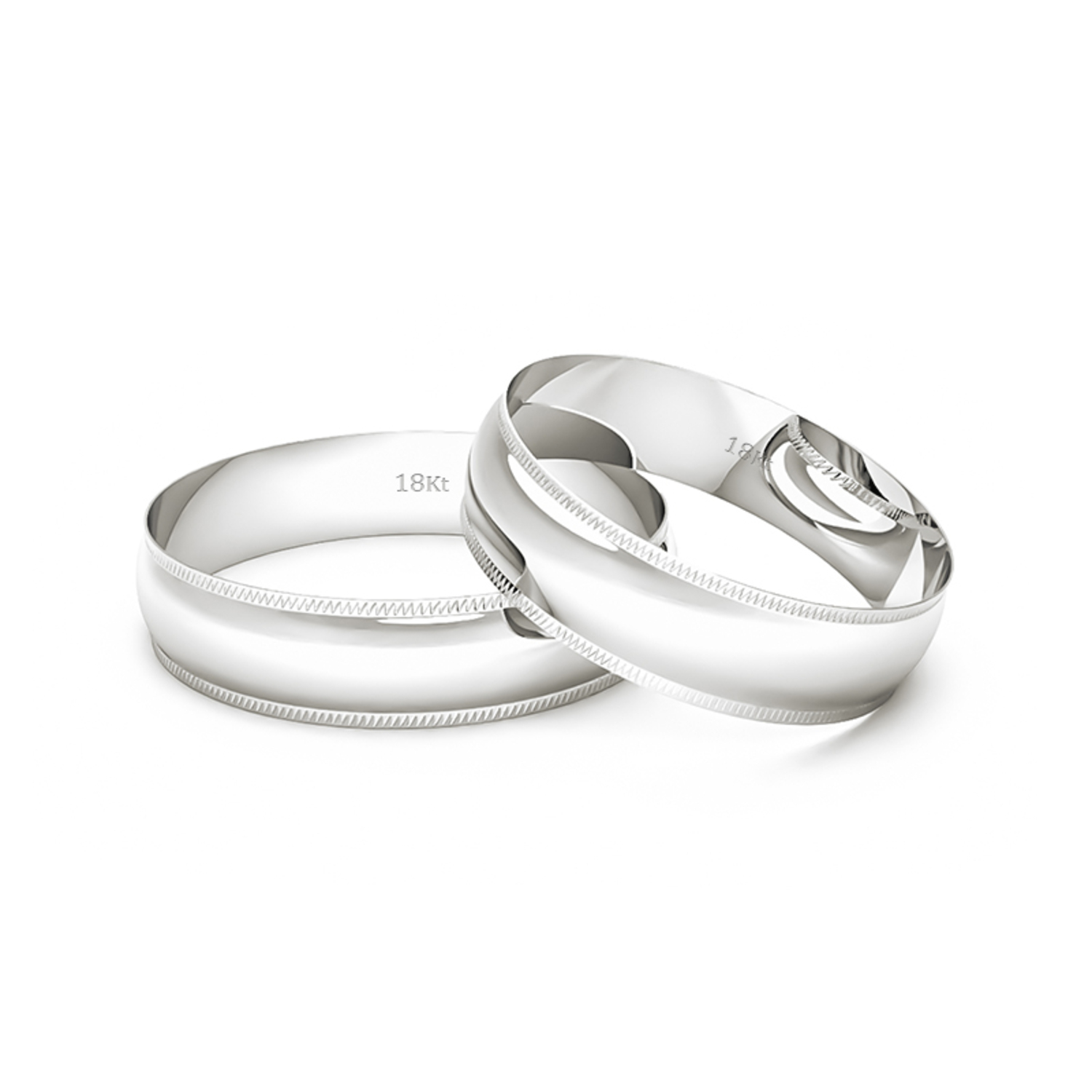 Par Argollas Matrimonio de Oro Blanco 18kt Alejandrina de 5,0mm 3