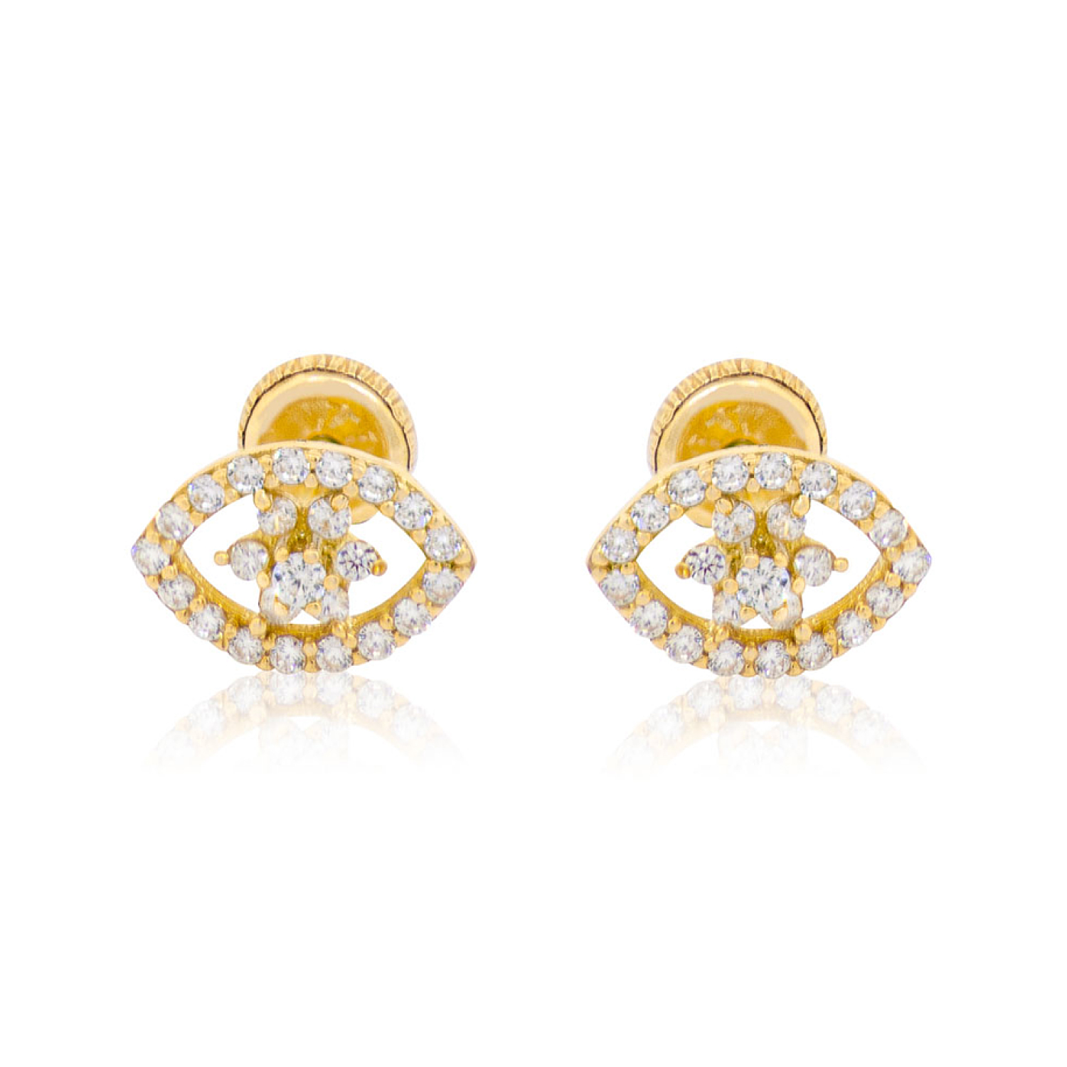 Aros de Oro 18kt Ojo Turco con Circonitas 1