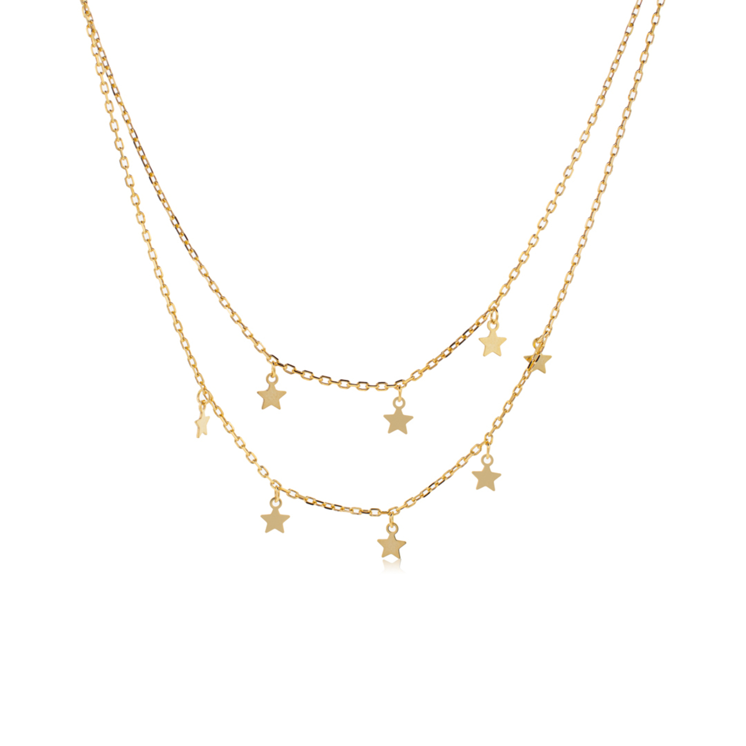 Collar de Plata Esterlina 925 Estrellas Revestido en Oro 18kt 1
