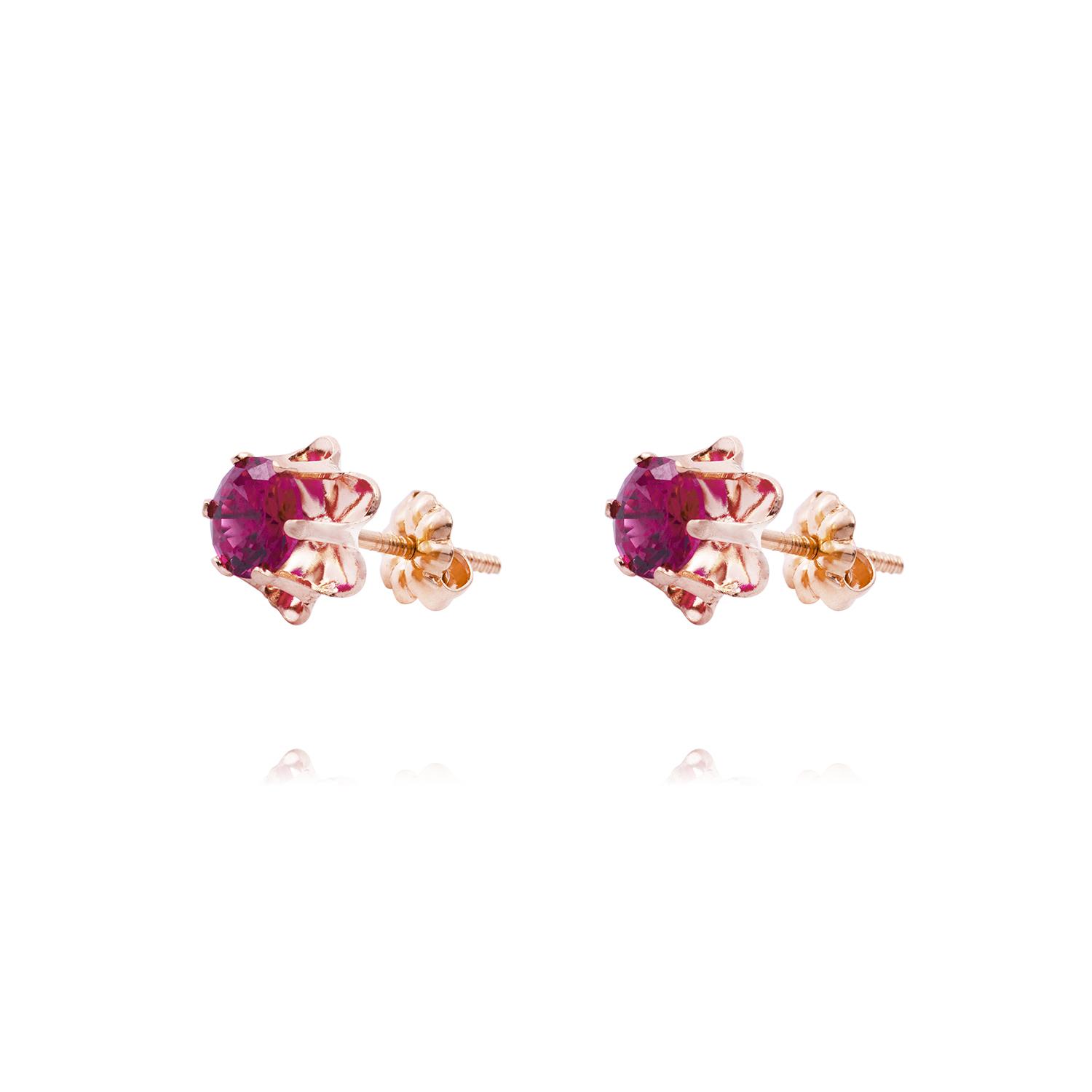 Aros Oro Miel de 18kt Rubí 1
