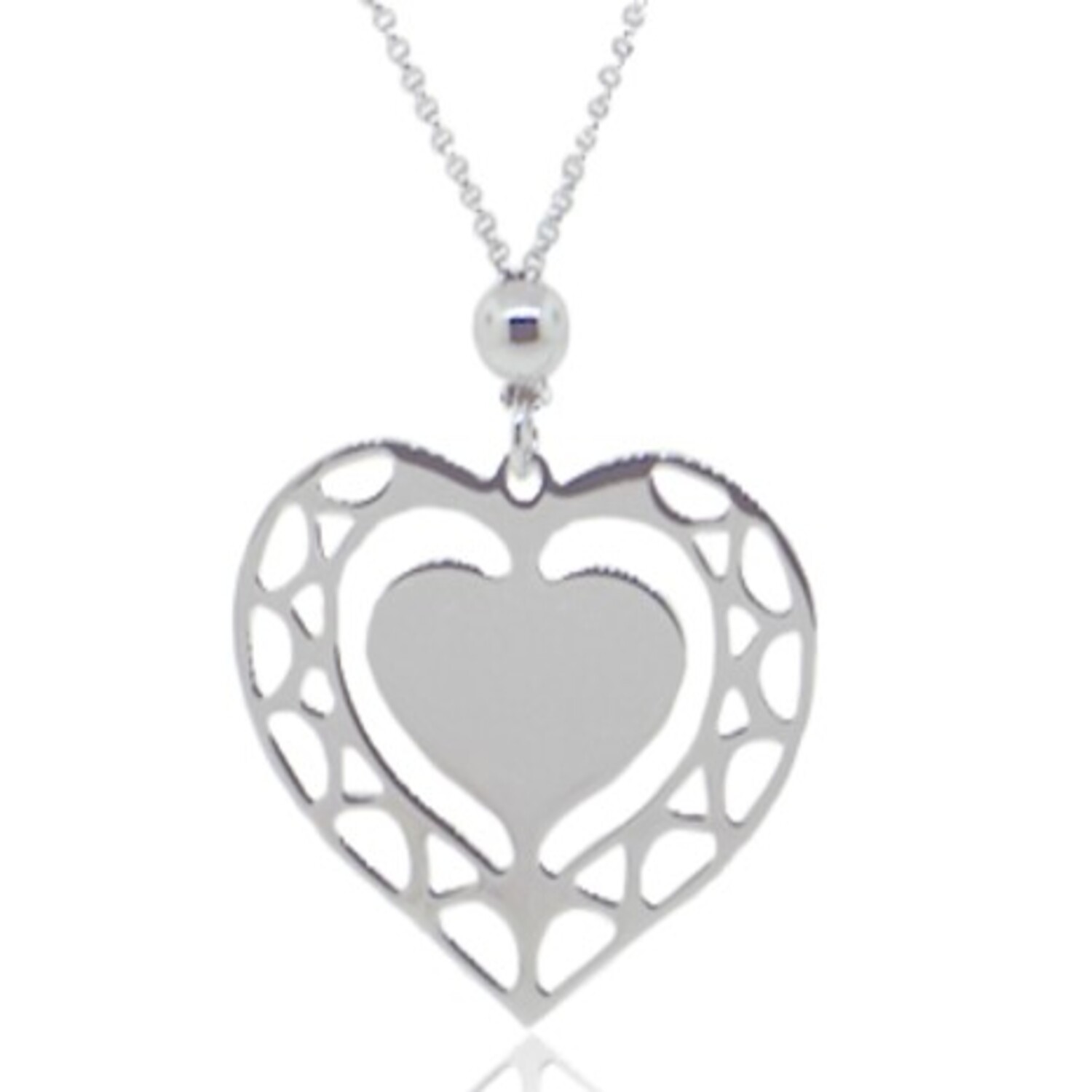 Collar de Plata Esterlina 925 Corazón Centro 3
