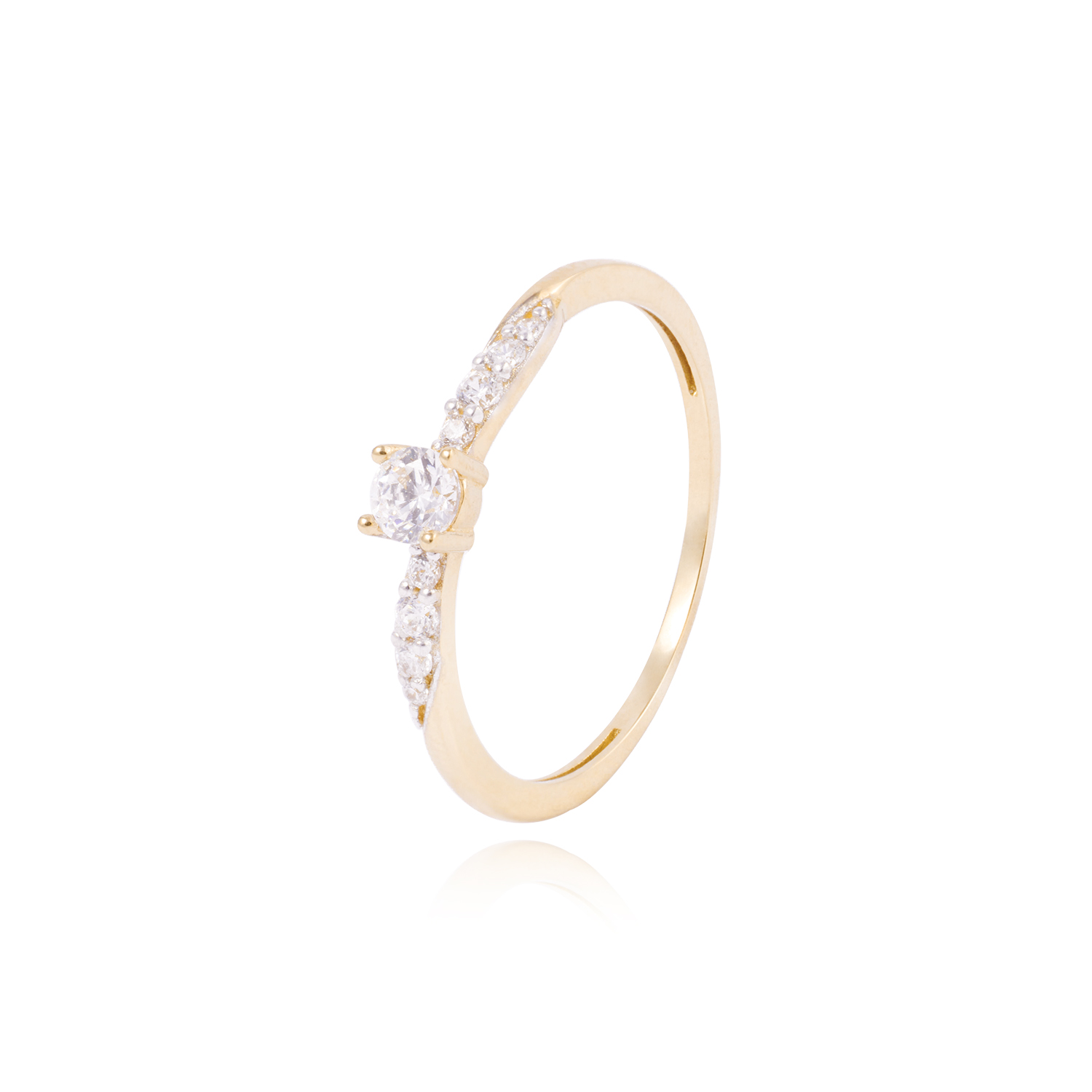 Anillo Oro Amarillo 18kt Tiara Circonita Central 3MM 1