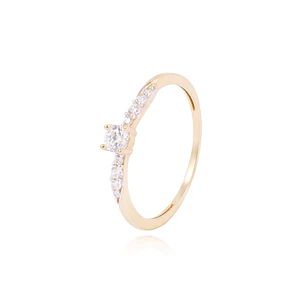 Anillo Oro Amarillo 18kt Tiara Circonita Central 3MM