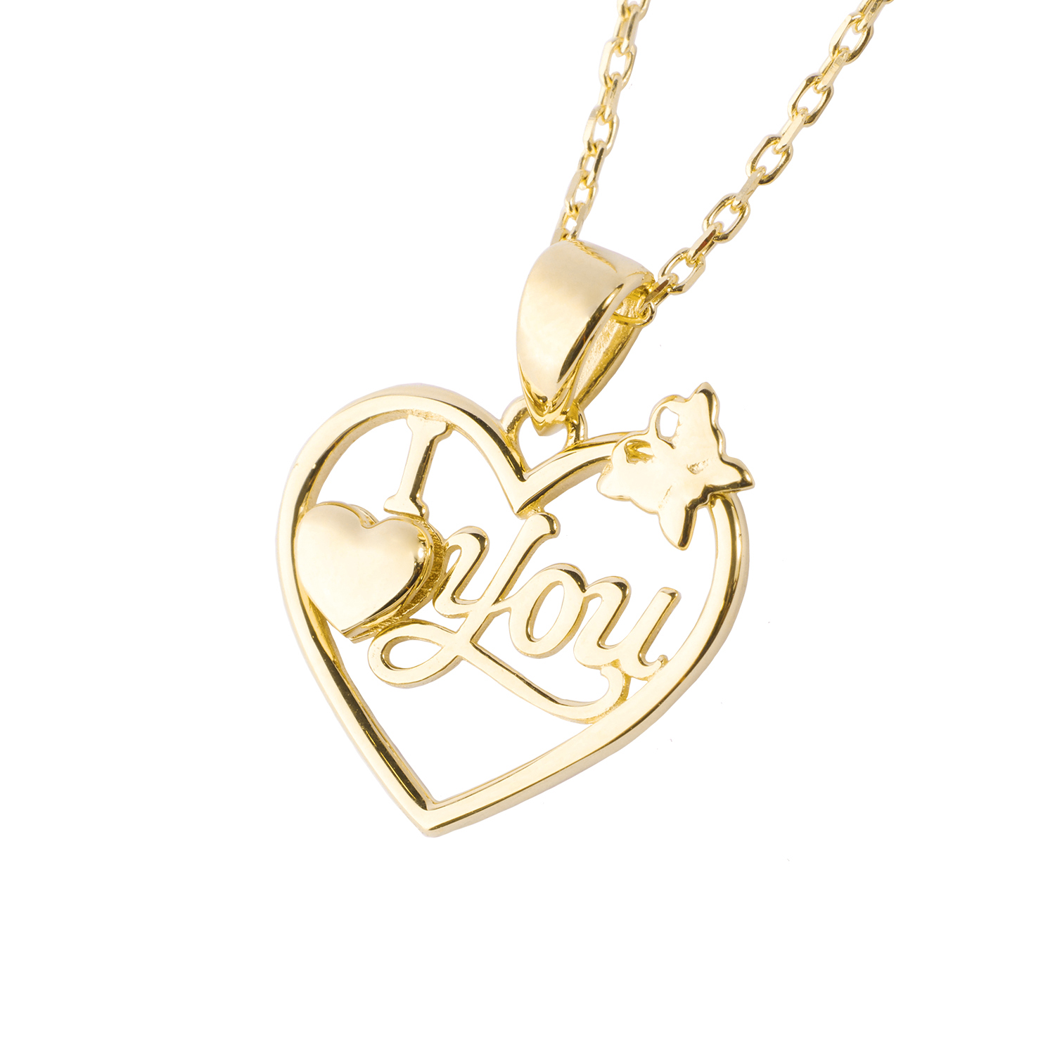 Collar Oro Amarillo 18kt Modelo Corazón I ❤ You 2