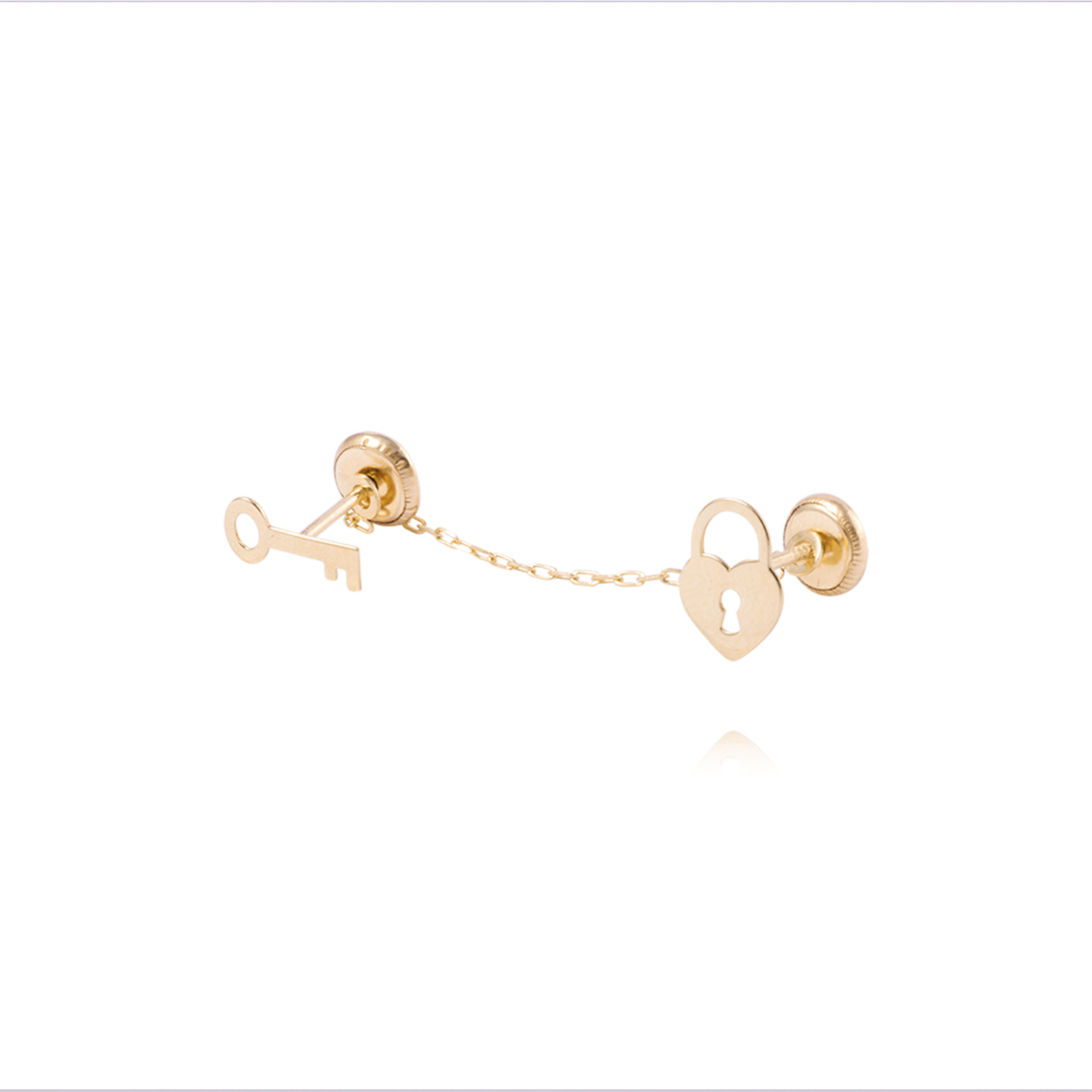 Piercing de Oro de 9kt Candado de corazón y llave con colgante 1